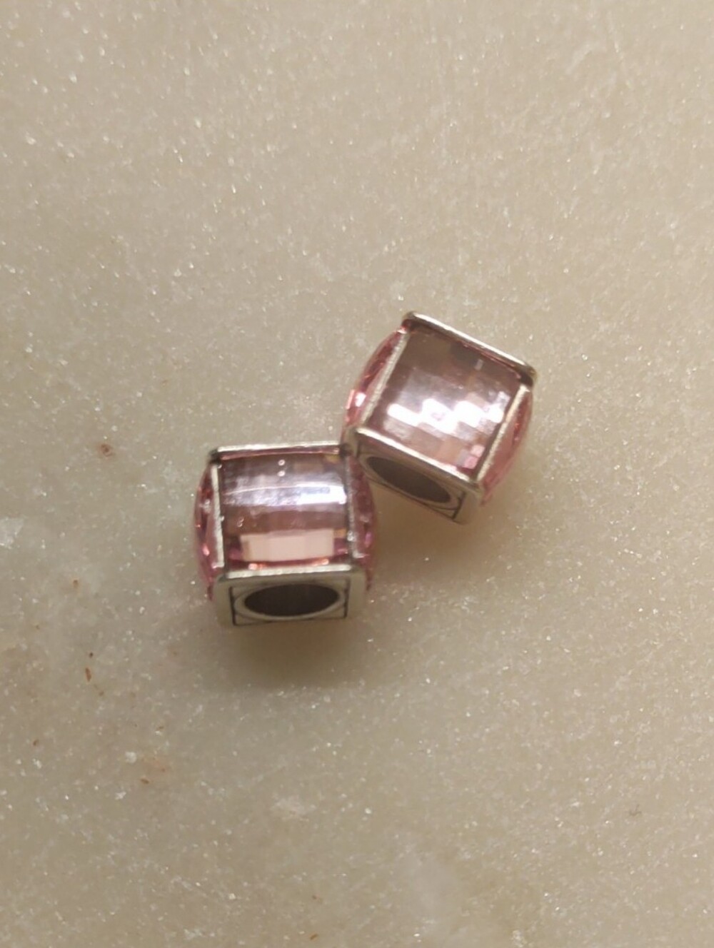 Brighton Set Of Two Ice Cube Pink Crystal Beads